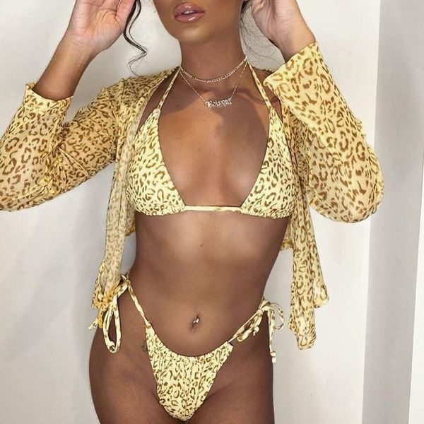 women's swimwear 2021 leopard print bikini 3 pieces cover up triangle micro swimsuit woman's swimming suit high cut bathing, White;black
women's swimwear 2021 leopard print bikini 3 pieces cover up triangle micro swimsuit woman's swimming suit high cut bathing, White;black