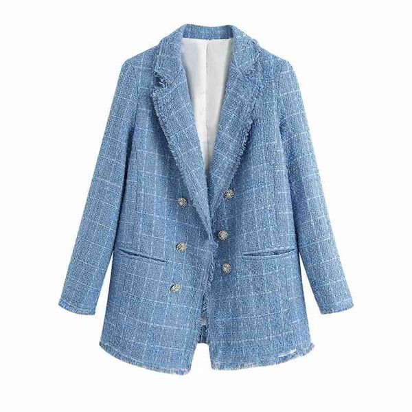 new vintage women tweed za blue long blazer female fashion jewellery button double breasted long sleeve loose blazer outwea 210330, White;black
new vintage women tweed za blue long blazer female fashion jewellery button double breasted long sleeve loose blazer outwea 210330, White;black