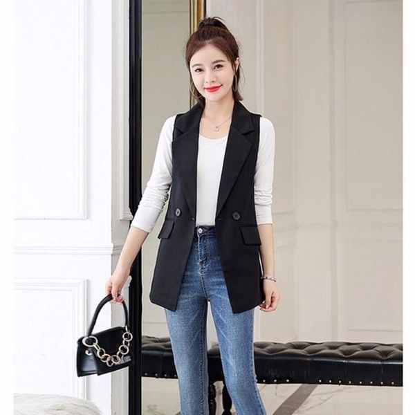 women's vests 2021 women autumn casual solid sleeveless vest lady chic button pocket notched suit female vintage plus size waistcoat i8, Black;white
women's vests 2021 women autumn casual solid sleeveless vest lady chic button pocket notched suit female vintage plus size waistcoat i8, Black;white