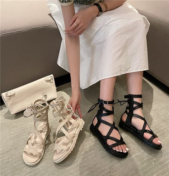 flat roman sandal summer new high soft soles lace roman shoes hollow women's shoes, Black
flat roman sandal summer new high soft soles lace roman shoes hollow women's shoes, Black