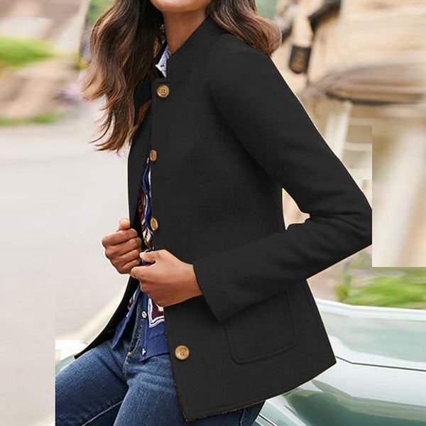 women's jackets women stand collar coats autumn winter coat long sleeve overcoats female casual solid outwear button, Black;brown
women's jackets women stand collar coats autumn winter coat long sleeve overcoats female casual solid outwear button, Black;brown