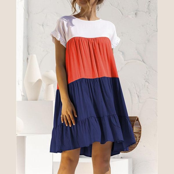 casual dresses women color block dress 2021 adults summer loose ruffle short sleeve round neck patch, Black;gray
casual dresses women color block dress 2021 adults summer loose ruffle short sleeve round neck patch, Black;gray