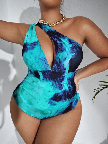 plus marble print one shoulder one piece swimsuit k5sn#, Black
plus marble print one shoulder one piece swimsuit k5sn#, Black