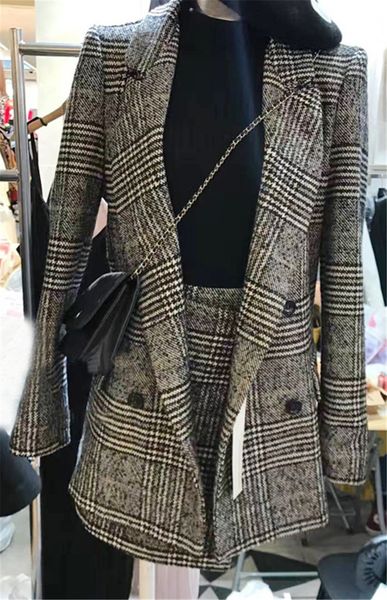 2 long sleeve autumn jacket coat outwears plaid tweed skirts suit set women two piece outfits plus size, White;black
2 long sleeve autumn jacket coat outwears plaid tweed skirts suit set women two piece outfits plus size, White;black