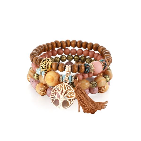 national style bracelet multi-layer beaded wooden bead tassel adjustable life tree bracelet, Black
national style bracelet multi-layer beaded wooden bead tassel adjustable life tree bracelet, Black