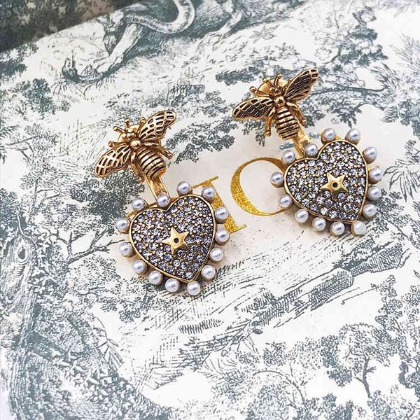 d family bee heart-shaped five pointed star full diamond pearl earrings 925 sier needle dijia female, Golden
d family bee heart-shaped five pointed star full diamond pearl earrings 925 sier needle dijia female, Golden