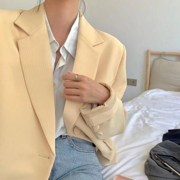 women's suits & blazers 2021 spring autumn fashionable casual vintage lazy style office lady coats light yellow oversized women clothe, White;black
women's suits & blazers 2021 spring autumn fashionable casual vintage lazy style office lady coats light yellow oversized women clothe, White;black