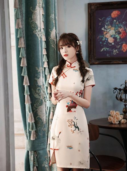 chinese dress short-sleeved slim young fashion sweet temperament cheongsam qipao wedding ethnic clothing, Red
chinese dress short-sleeved slim young fashion sweet temperament cheongsam qipao wedding ethnic clothing, Red