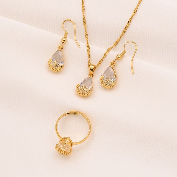 24k fine gold filled pendant earrings ring twisted chain water drop white cz lucency bridal jewelry sets wedding party, Silver
24k fine gold filled pendant earrings ring twisted chain water drop white cz lucency bridal jewelry sets wedding party, Silver