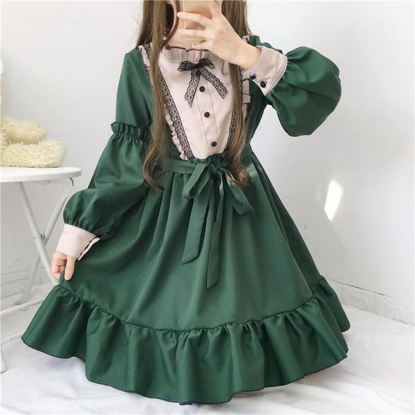 casual dresses women's clothing kawaii green bow mesh sweet stand neck knee-length dress spring autumn japan style vestidos fashion, Black;gray
casual dresses women's clothing kawaii green bow mesh sweet stand neck knee-length dress spring autumn japan style vestidos fashion, Black;gray