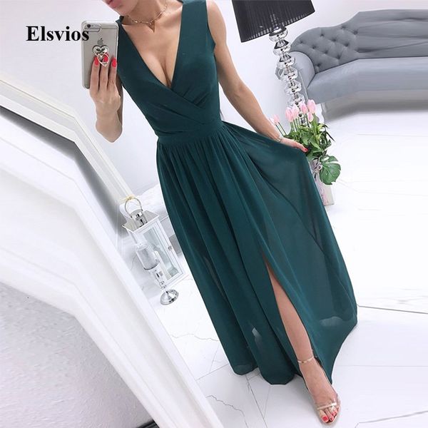 casual dresses 2021 summer sleeveless solid split maxi fashion elegant women beach long deep v-neck lady party vestidos sve3, Black;gray
casual dresses 2021 summer sleeveless solid split maxi fashion elegant women beach long deep v-neck lady party vestidos sve3, Black;gray