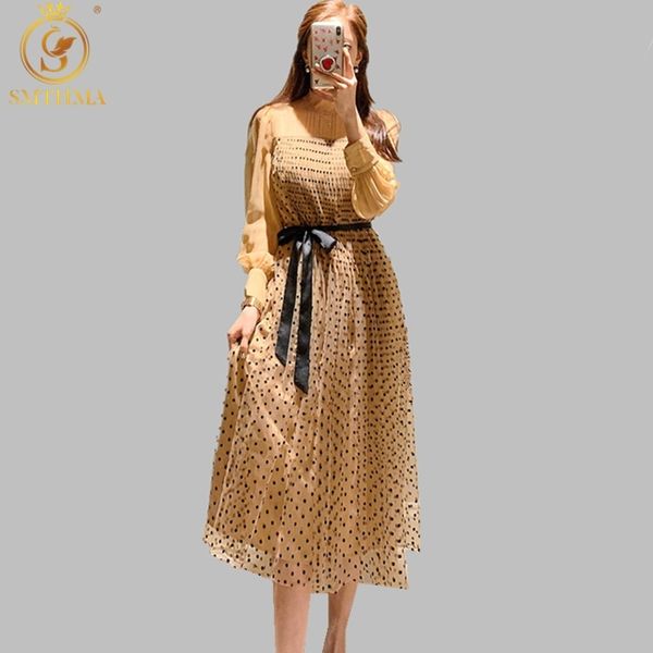 fashion women's stand dots pleated dresses ol elegant korean temperament mesh patchwork dot dress vestidos 210520, Black;gray
fashion women's stand dots pleated dresses ol elegant korean temperament mesh patchwork dot dress vestidos 210520, Black;gray
