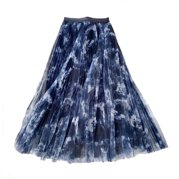 women's pleated skirts mesh patchwork skirt retro printing double layer woman mujer midi faldas female ls355 210506, Black
women's pleated skirts mesh patchwork skirt retro printing double layer woman mujer midi faldas female ls355 210506, Black
