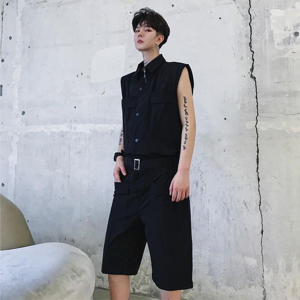 korean hip style summer mens straight jumpsuits thin sleeveless five pants suit youthful casual overalls tide male men's shorts, White;black
korean hip style summer mens straight jumpsuits thin sleeveless five pants suit youthful casual overalls tide male men's shorts, White;black