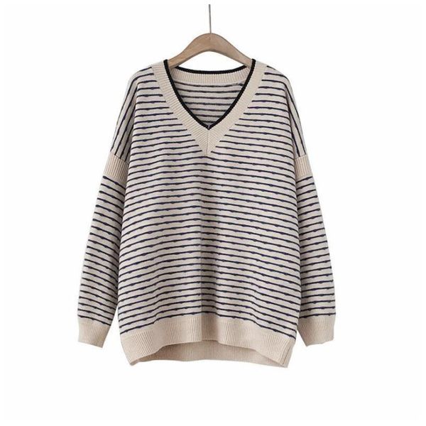 women's sweaters women 2021 fashion stripe loose v-neck knitting vintage long sleeve casual chic oversized jumper female top, White;black
women's sweaters women 2021 fashion stripe loose v-neck knitting vintage long sleeve casual chic oversized jumper female top, White;black