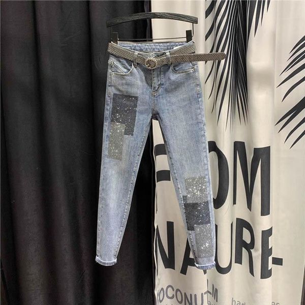 street style high waist slim womens jean fit ankle length pants women spring sequined patch streetwear fashion pencil, Blue
street style high waist slim womens jean fit ankle length pants women spring sequined patch streetwear fashion pencil, Blue