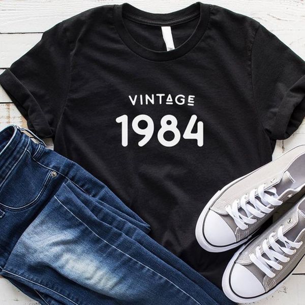 women's t-shirt vintage 1984 birthday party gift 37th tshirt graphic cotton women short sleeve tee plus size o neck female clothing, White
women's t-shirt vintage 1984 birthday party gift 37th tshirt graphic cotton women short sleeve tee plus size o neck female clothing, White