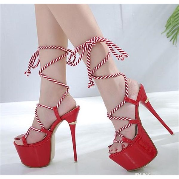 dress shoes 17cm red wedding ultra platform high heels lace up ankle wrap pumps women designer size 34 to 40, Black
dress shoes 17cm red wedding ultra platform high heels lace up ankle wrap pumps women designer size 34 to 40, Black