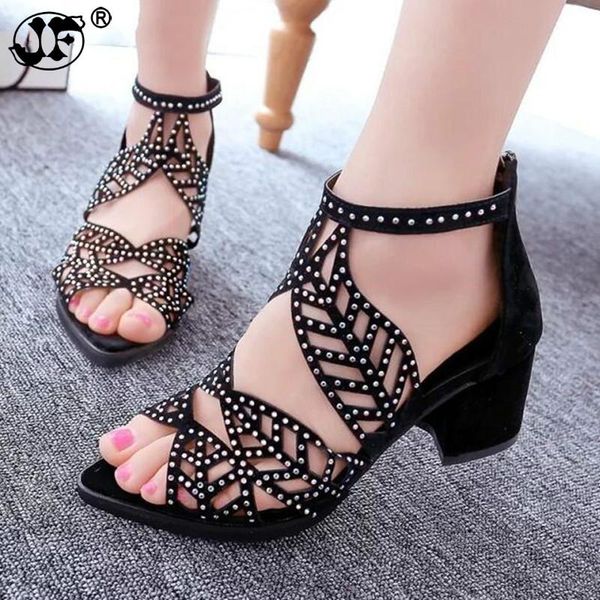 women sandals bling 5cm high heels diamond summer square heel shoes wedding leather sandalia mujer 4 color 459ft, Black
women sandals bling 5cm high heels diamond summer square heel shoes wedding leather sandalia mujer 4 color 459ft, Black