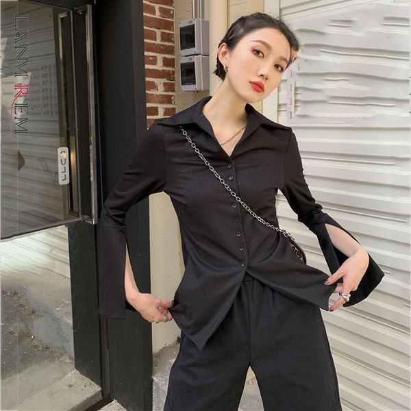 women black irregular lapel long sleeve loose casual fitted shirt fashion trend spring autumn 2e1268 210507, White
women black irregular lapel long sleeve loose casual fitted shirt fashion trend spring autumn 2e1268 210507, White