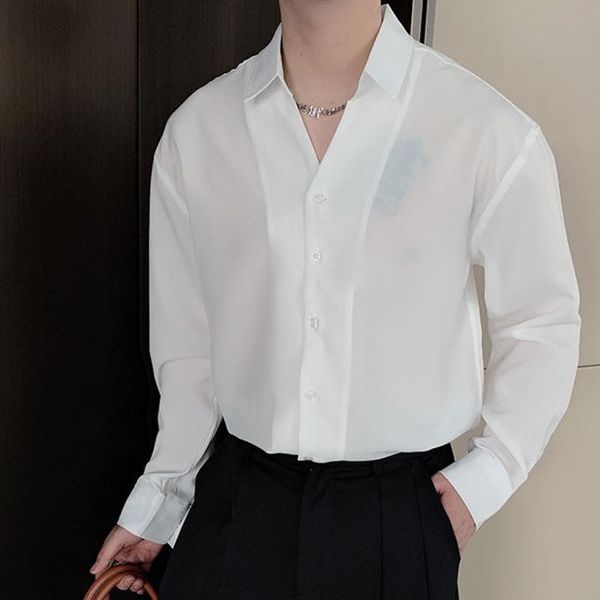men's casual shirts business formal dress social party office clothing camisas para hombre 2021 autumn long sleeve v-neck slim fit, White;black
men's casual shirts business formal dress social party office clothing camisas para hombre 2021 autumn long sleeve v-neck slim fit, White;black