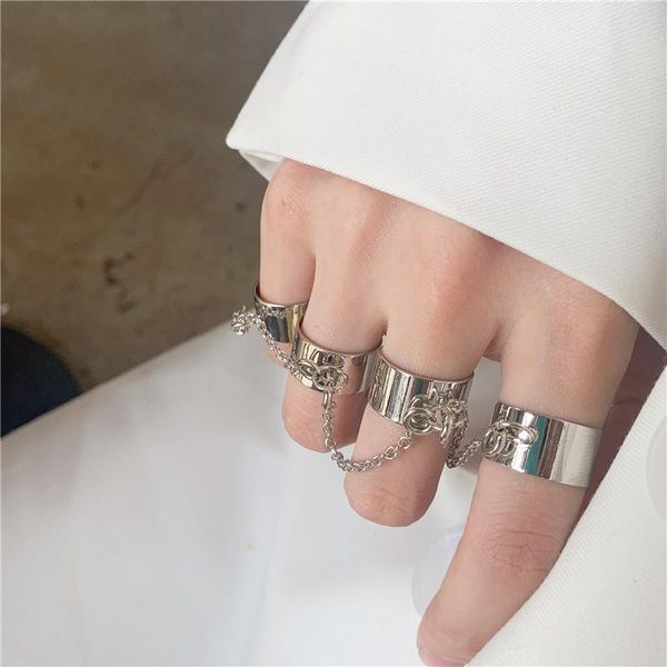 cluster rings punk cool hip multi-layer adjustable man rotate for women party gift chain four open finger alloy, Golden;silver
cluster rings punk cool hip multi-layer adjustable man rotate for women party gift chain four open finger alloy, Golden;silver