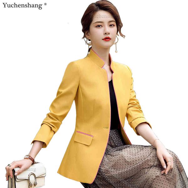 women's suits & blazers new design fall winter blazer single button s-4xl slim stand collar yellow pink black elegant ladies jacket ypm, White;black
women's suits & blazers new design fall winter blazer single button s-4xl slim stand collar yellow pink black elegant ladies jacket ypm, White;black