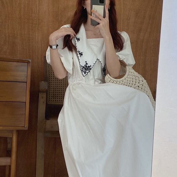 dresses french vintage embroidery chic women a-line slim sweet color-hit summer all match short sleeves es, Black;gray
dresses french vintage embroidery chic women a-line slim sweet color-hit summer all match short sleeves es, Black;gray