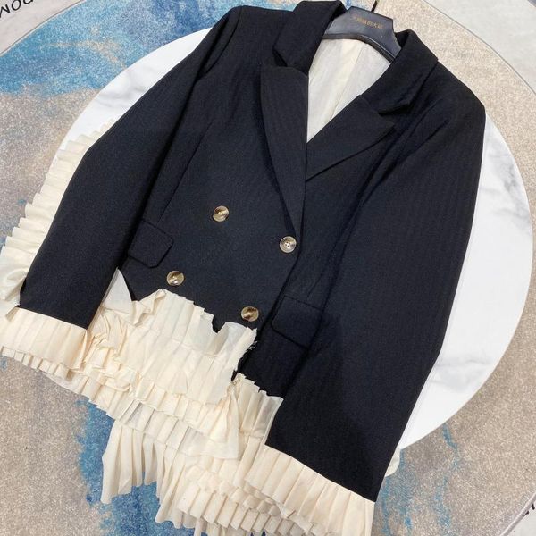 women's suits & blazers net red female suit jacket 2021 autumn fashion patchwork mesh ruffles irregular long sleeve double-breasted coa, White;black
women's suits & blazers net red female suit jacket 2021 autumn fashion patchwork mesh ruffles irregular long sleeve double-breasted coa, White;black