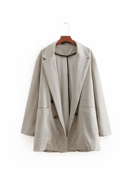 women's suits & blazers women basic plaid blazer houndstooth pockets double breasted long sleeve back split female office wear loose, White;black
women's suits & blazers women basic plaid blazer houndstooth pockets double breasted long sleeve back split female office wear loose, White;black