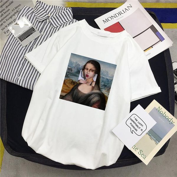 mona lisa cartoon fun women t shirt fashion print summer spoof personality harajuku casual loose ulzzang clothing, White
mona lisa cartoon fun women t shirt fashion print summer spoof personality harajuku casual loose ulzzang clothing, White