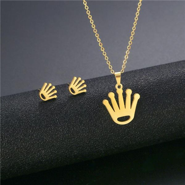 korean gold stainless steel tiara queen prince king crown pendant chain necklace sets choker for women hand finger shape jewelry necklaces, Silver
korean gold stainless steel tiara queen prince king crown pendant chain necklace sets choker for women hand finger shape jewelry necklaces, Silver