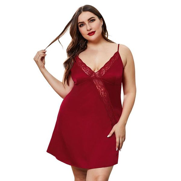 women's sleepwear summer large lace stitching dress women pijamas female home sling party bathrobe pyjama silk plus size nightdress, Black;red
women's sleepwear summer large lace stitching dress women pijamas female home sling party bathrobe pyjama silk plus size nightdress, Black;red