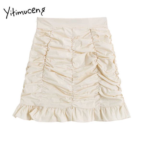 yitimuceng high waist woman skirts ruffle pleated skirt casual a-line solid clothing spring summer lined korean beige mini skirt 210601, Black
yitimuceng high waist woman skirts ruffle pleated skirt casual a-line solid clothing spring summer lined korean beige mini skirt 210601, Black