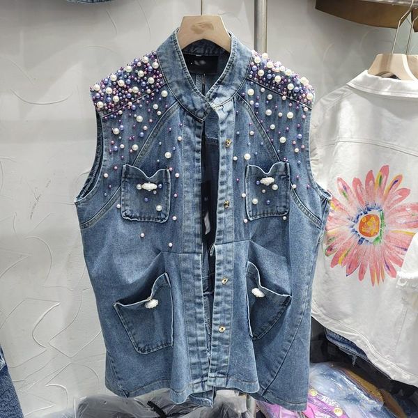 women's vests spring summer fashion heavy work beading denim vest women waistcoat student sleeveless jacket loose mid long jeans female, Black;white
women's vests spring summer fashion heavy work beading denim vest women waistcoat student sleeveless jacket loose mid long jeans female, Black;white
