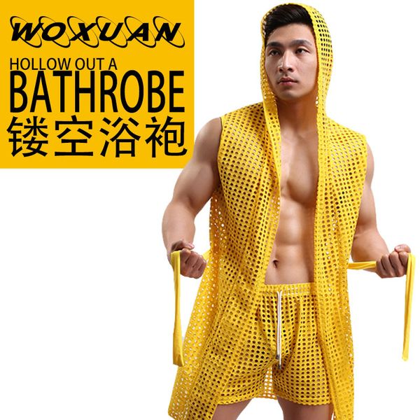 HOT Men Robes Bathrobe Brand WOXUAN Sexy Men Robe Sleepwear Mesh Hoodie Sleep Lounge Pajama Gay Wear 1PCS
HOT Men Robes Bathrobe Brand WOXUAN Sexy Men Robe Sleepwear Mesh Hoodie Sleep Lounge Pajama Gay Wear 1PCS
