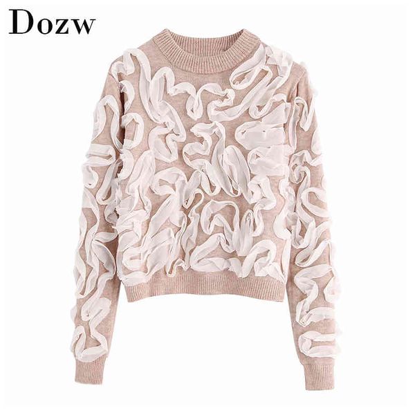 fashion women knit sweater patchwork lace appliques short sweater autumn casual round neck knitted pullover loose female jumper 210414, White;black
fashion women knit sweater patchwork lace appliques short sweater autumn casual round neck knitted pullover loose female jumper 210414, White;black