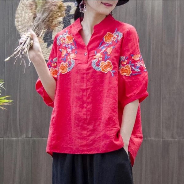 women's t-shirt aransue national style embroidery shirt loose large size pullover 4 colors summer floral tees, White
women's t-shirt aransue national style embroidery shirt loose large size pullover 4 colors summer floral tees, White