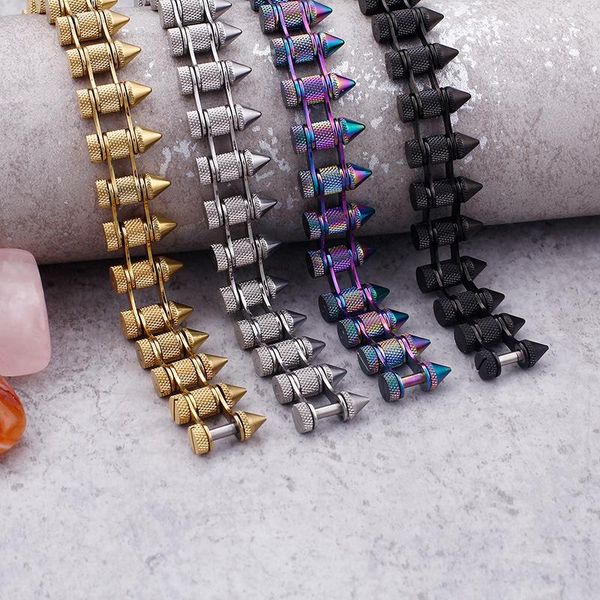 link, chain personality punk bracelet stainless steel jewelry fashion 4 color for men and women gift bryzbbgi, Black
link, chain personality punk bracelet stainless steel jewelry fashion 4 color for men and women gift bryzbbgi, Black