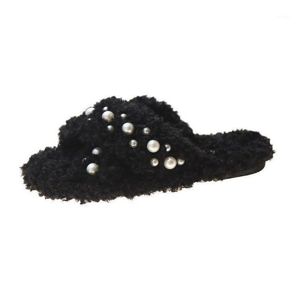 wear pearl fur slippers women's fall / winter flat bottomed slouchy plush home shoes extra large slides1, Black
wear pearl fur slippers women's fall / winter flat bottomed slouchy plush home shoes extra large slides1, Black