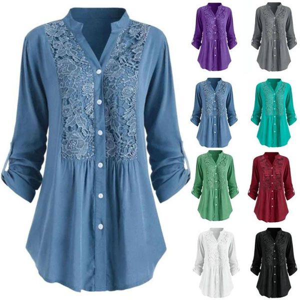 women's blouses & shirts plus size 5xl blouse and shirt women summer autumn button lace v neck long sleeve muslim clothing blusa, White
women's blouses & shirts plus size 5xl blouse and shirt women summer autumn button lace v neck long sleeve muslim clothing blusa, White