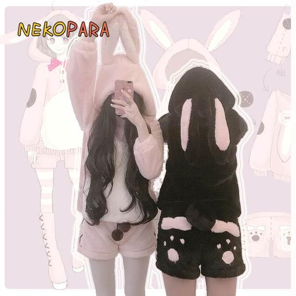 women's suits & blazers pink black fluffy warm winter 2pcs set long ears hoodie sweatshirt + tail shorts, White;black
women's suits & blazers pink black fluffy warm winter 2pcs set long ears hoodie sweatshirt + tail shorts, White;black