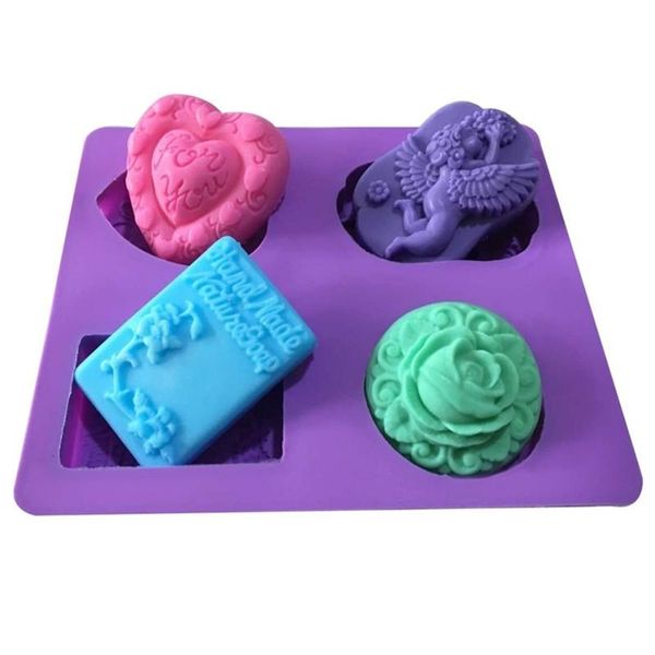 4cavity craft handmade diy silicone soap mold making 3d angel heart mould flowers bathroom kitchen tools
4cavity craft handmade diy silicone soap mold making 3d angel heart mould flowers bathroom kitchen tools