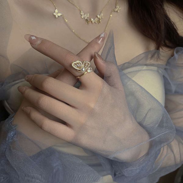 fashion pearl ins butterfly ring women's niche design cool wind advanced index finger exquisite luxury, Silver
fashion pearl ins butterfly ring women's niche design cool wind advanced index finger exquisite luxury, Silver