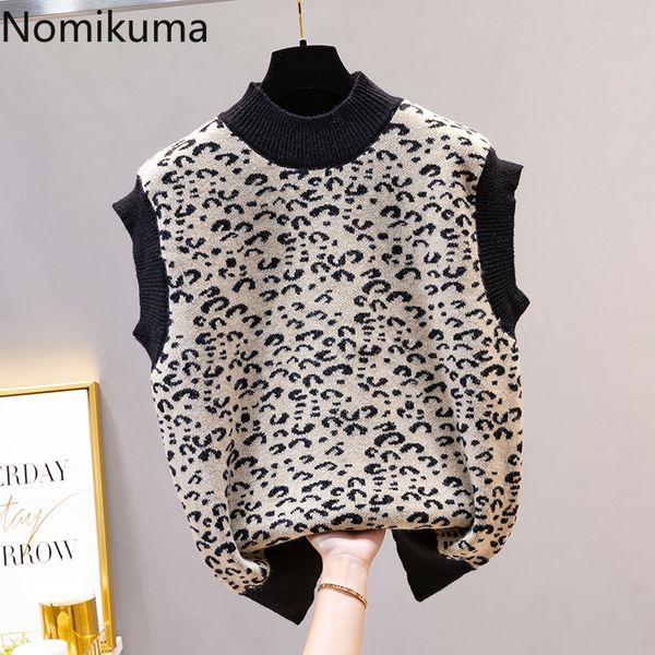 nomikuma leopard sweater vest women o neck sleeveless pullover jackets female korean streetwear knitted ropa mujer 3e265 210514, White;black
nomikuma leopard sweater vest women o neck sleeveless pullover jackets female korean streetwear knitted ropa mujer 3e265 210514, White;black