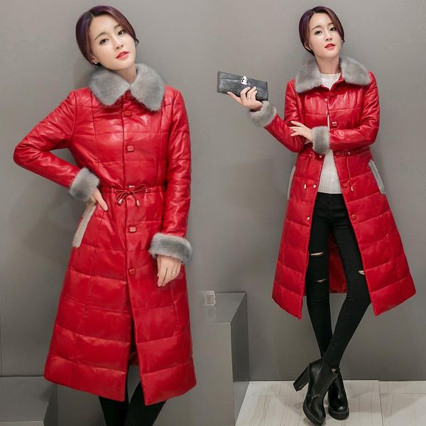 women's leather & faux luxury elegant women winter removable collar jacket long coat female slim jackets outerwear lady coats, Black
women's leather & faux luxury elegant women winter removable collar jacket long coat female slim jackets outerwear lady coats, Black