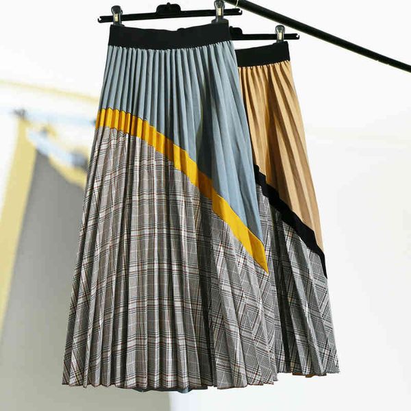 skirts autumn vintage thick plaid pleated slanting cut patchwork contrast color maxi long women a-line lush skirts, Black
skirts autumn vintage thick plaid pleated slanting cut patchwork contrast color maxi long women a-line lush skirts, Black