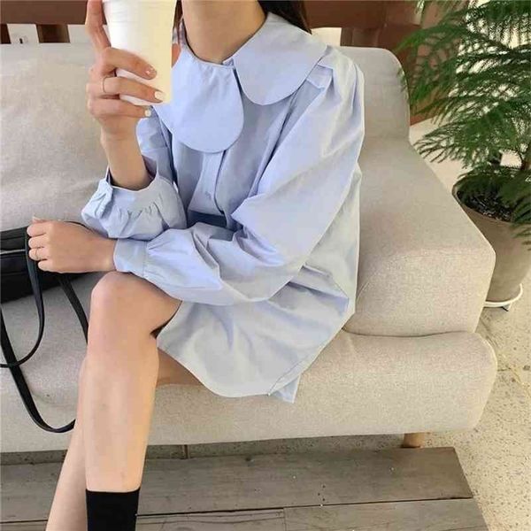 women spring summer shirt dresses peter pan collar oversize korean style elegant buttons lady dress 210416, White
women spring summer shirt dresses peter pan collar oversize korean style elegant buttons lady dress 210416, White
