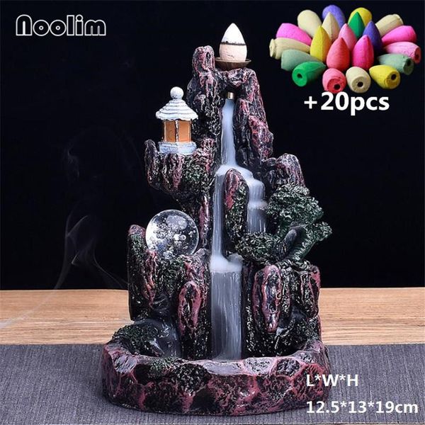 fragrance lamps resin high mountain waterfall backflow incense burner with led glowing ball home office decor holder + 20pcs cones
fragrance lamps resin high mountain waterfall backflow incense burner with led glowing ball home office decor holder + 20pcs cones