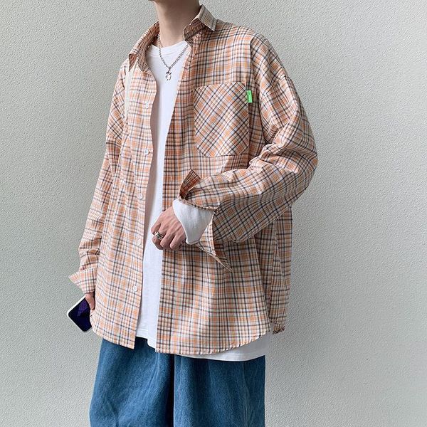 men's casual shirts long sleeve small plaid shirt classic coat student all-match loose trend thin streetwear cotton four seasons, White;black
men's casual shirts long sleeve small plaid shirt classic coat student all-match loose trend thin streetwear cotton four seasons, White;black